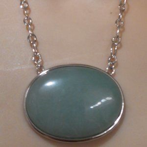 NEW Green Adventurine Flat Link Chain Necklace (20-22") in Silvertone 150 ctw